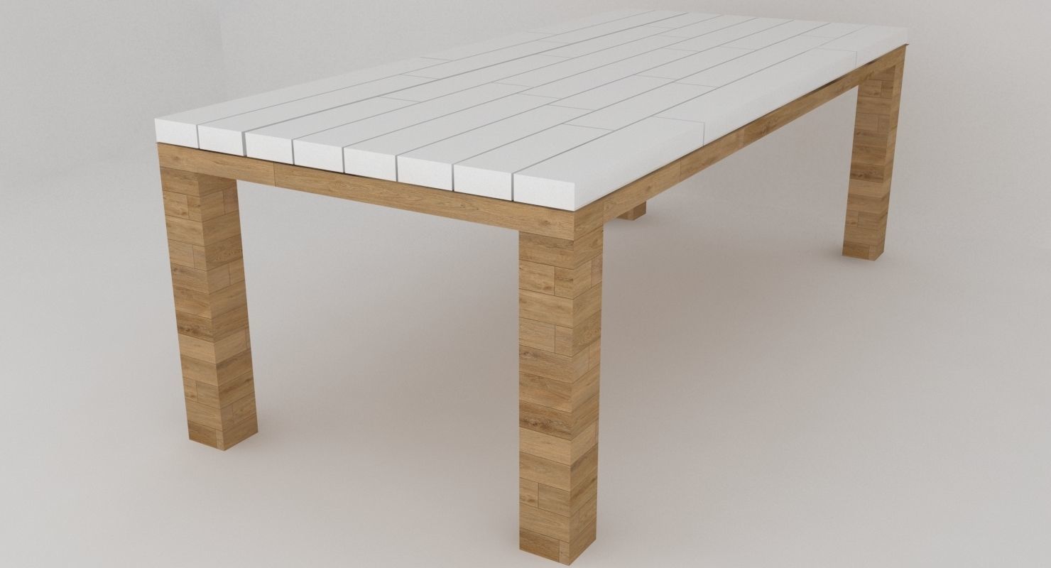 Classic garden dining table Low-poly 3D model_2