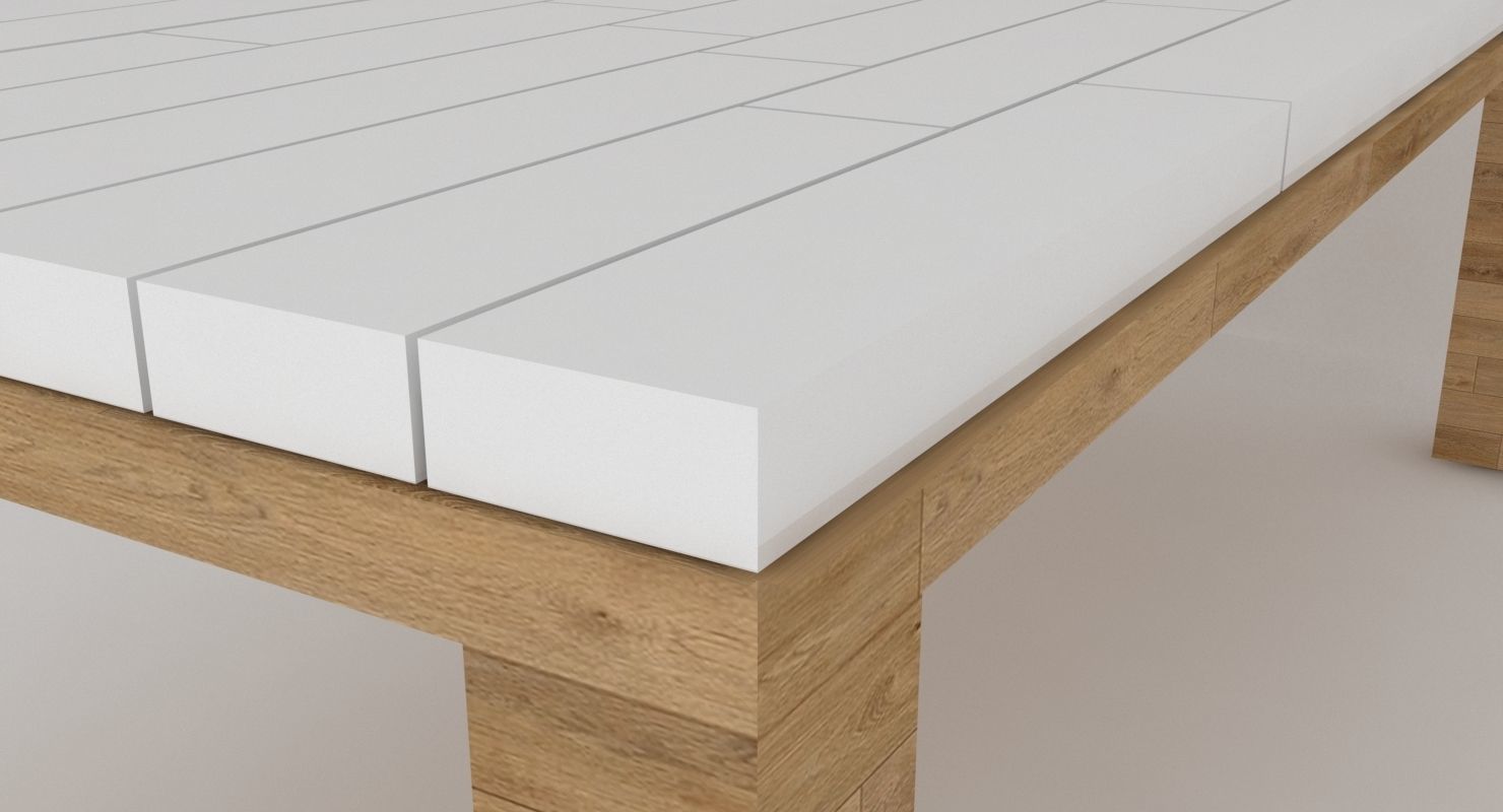 Classic garden dining table Low-poly 3D model_3