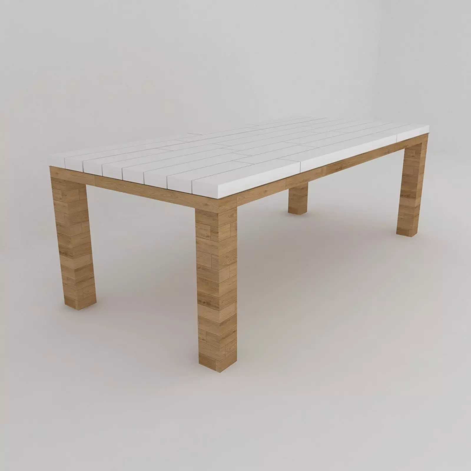 Classic garden dining table Low-poly 3D model_0