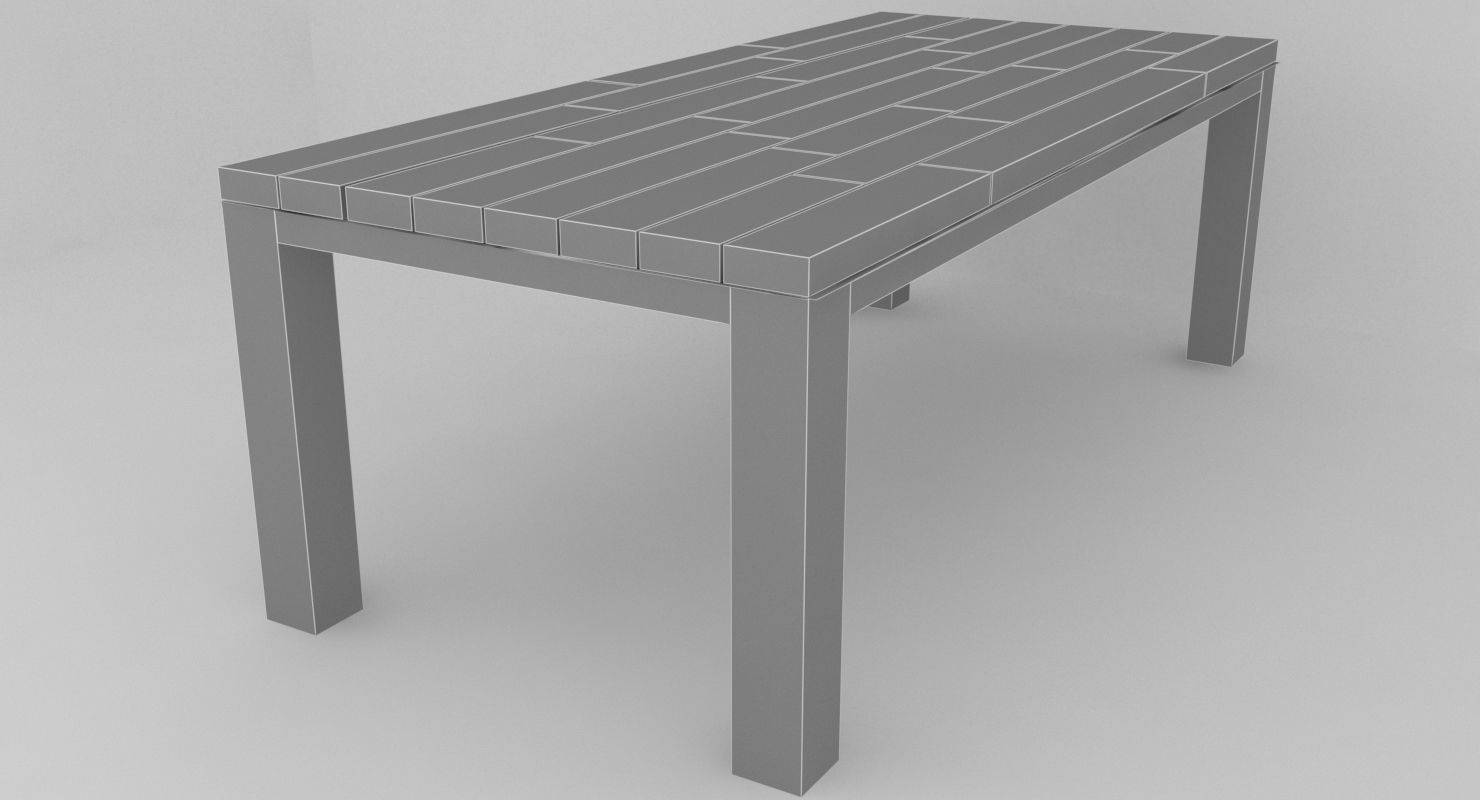 Classic garden dining table Low-poly 3D model_7