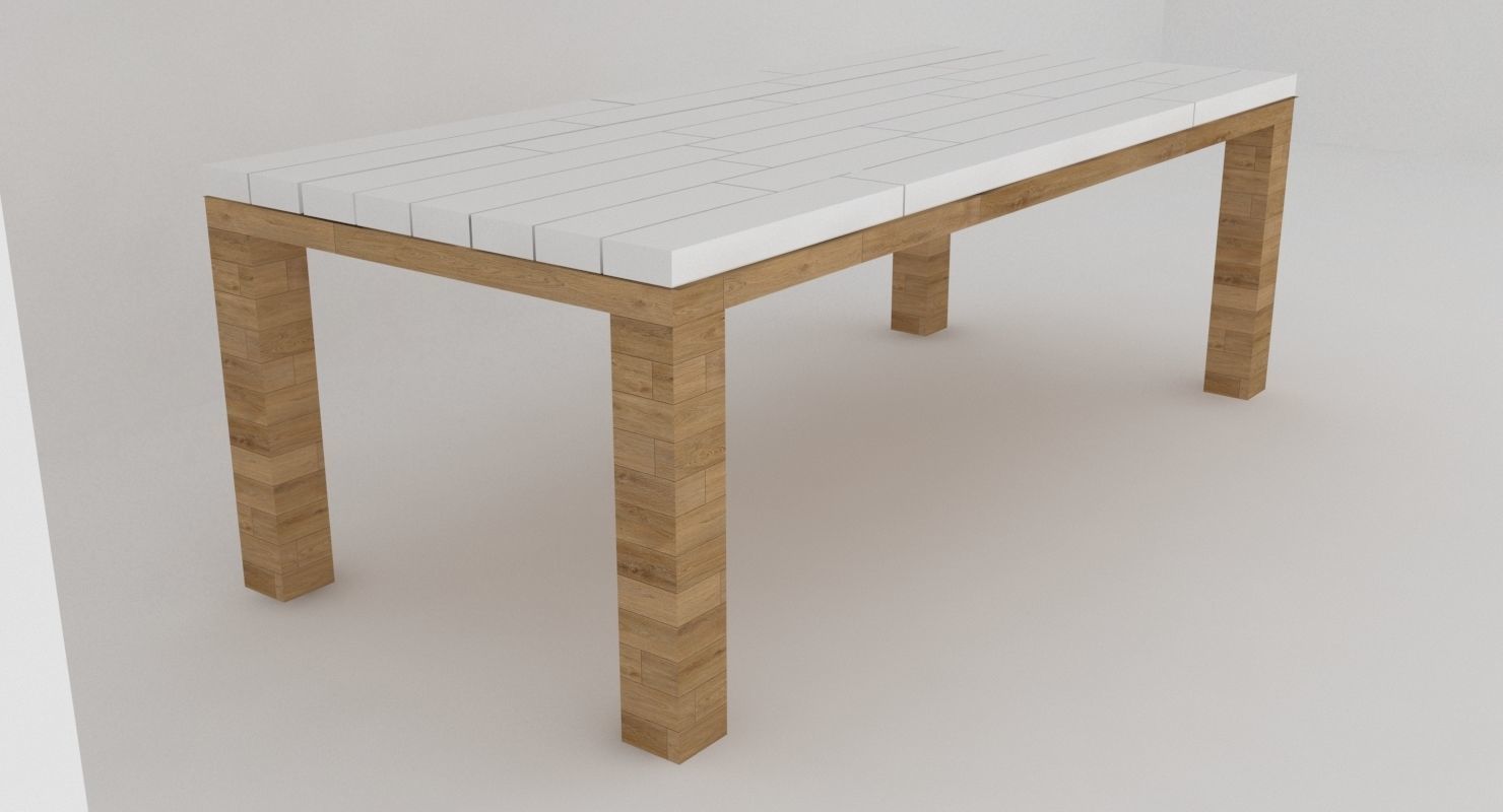 Classic garden dining table Low-poly 3D model_5