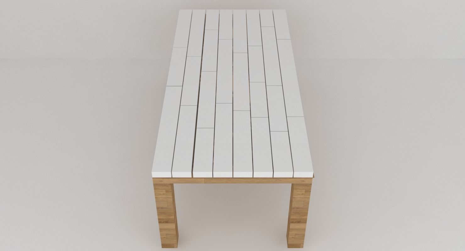 Classic garden dining table Low-poly 3D model_6