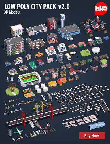 Low Poly City Pack 2 Low-poly 3D model