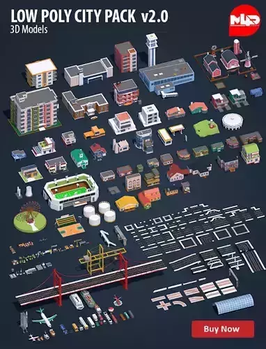 Low Poly City Pack 2 Low-poly 3D model