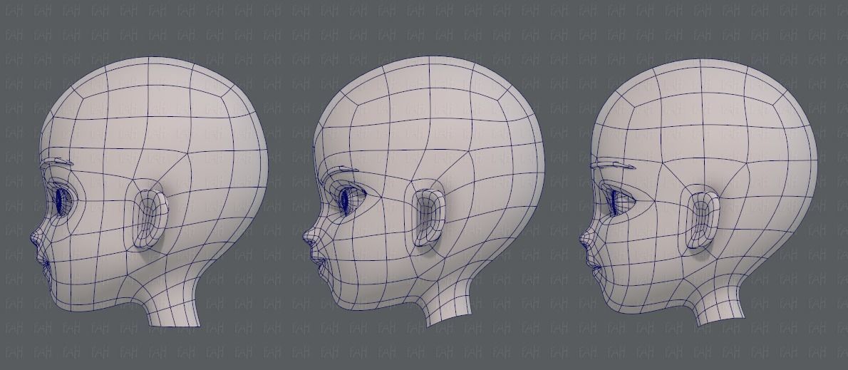 Children Head V01 Low-poly 3D model_15