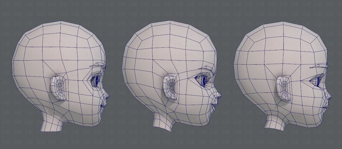 Children Head V01 Low-poly 3D model_27