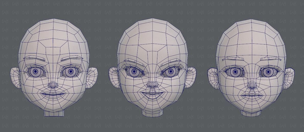 Children Head V01 Low-poly 3D model_25