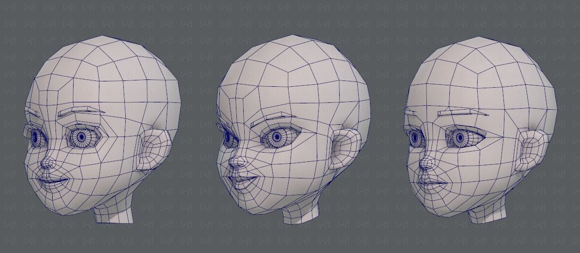 Children Head V01 Low-poly 3D model_32