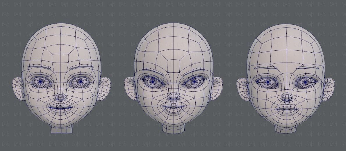 Children Head V01 Low-poly 3D model_9