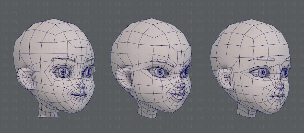 Children Head V01 Low-poly 3D model_26