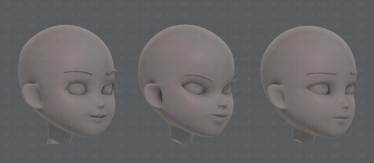 Children Head V01 Low-poly 3D model_2