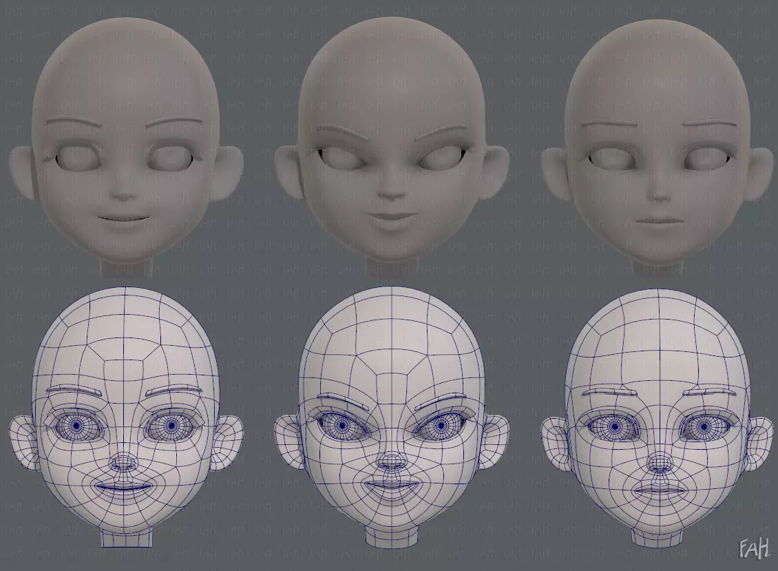 Children Head V01 Low-poly 3D model_0