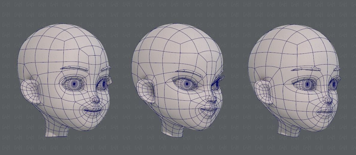 Children Head V01 Low-poly 3D model_10