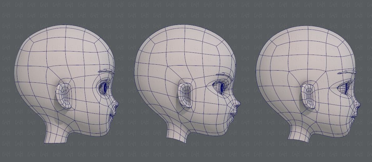 Children Head V01 Low-poly 3D model_11