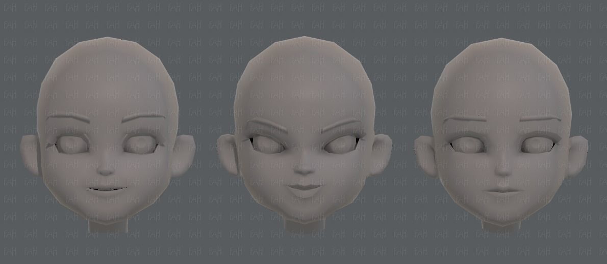 Children Head V01 Low-poly 3D model_17