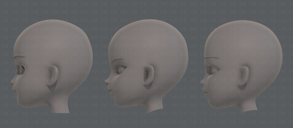 Children Head V01 Low-poly 3D model_7