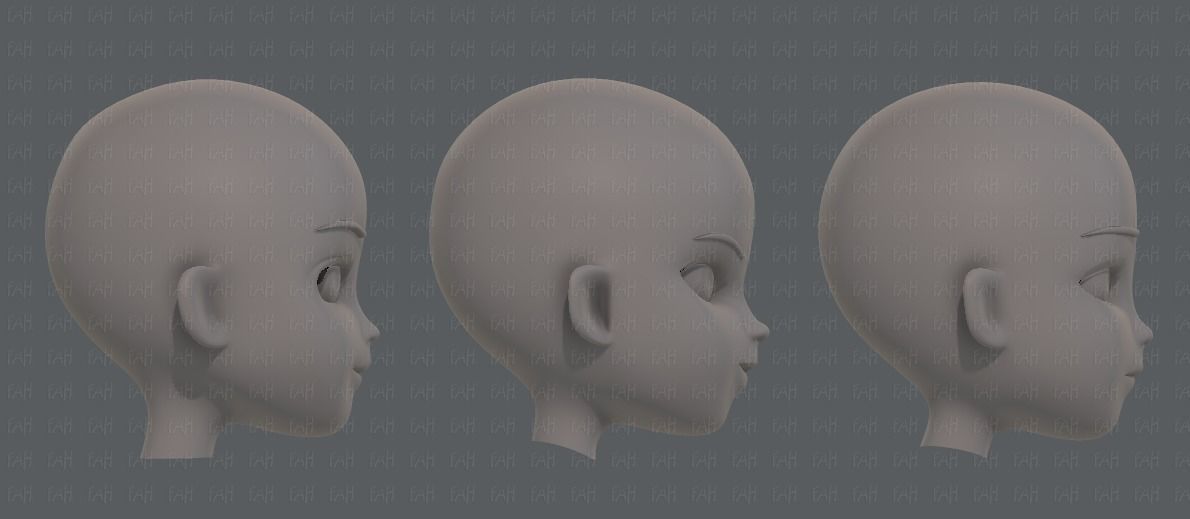 Children Head V01 Low-poly 3D model_3
