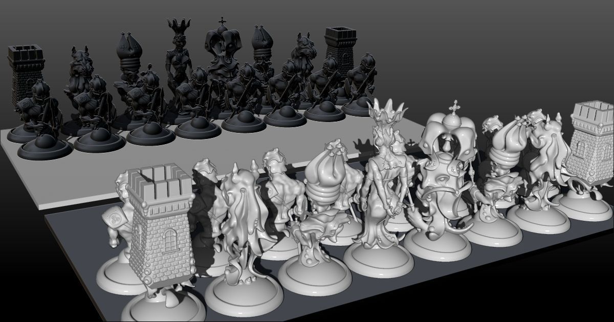 Chess two pieces 3D print model_7