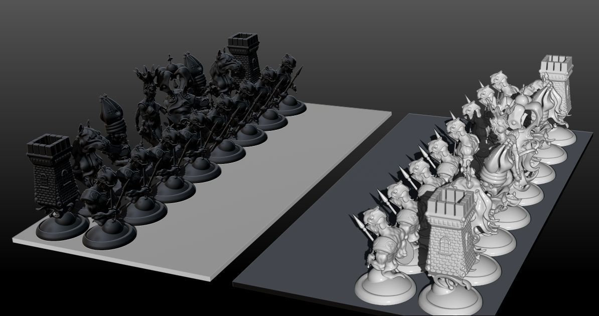 Chess two pieces 3D print model_6