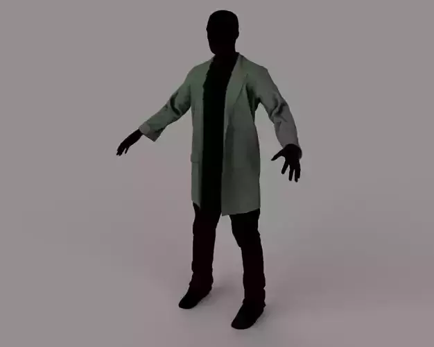 Old trenchcoat Low-poly 3D model
