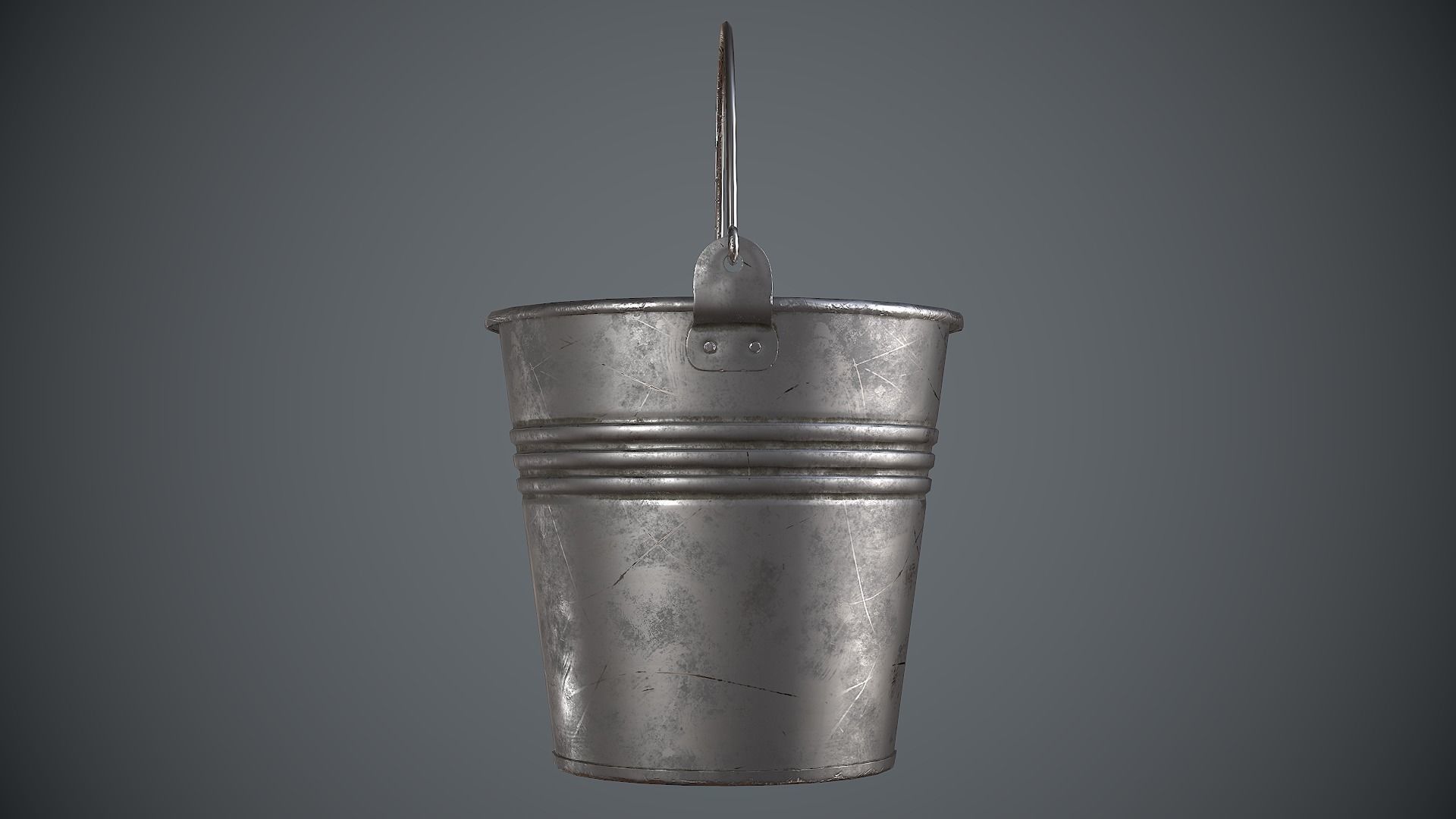 Bucket Steel Low-poly 3D model_12