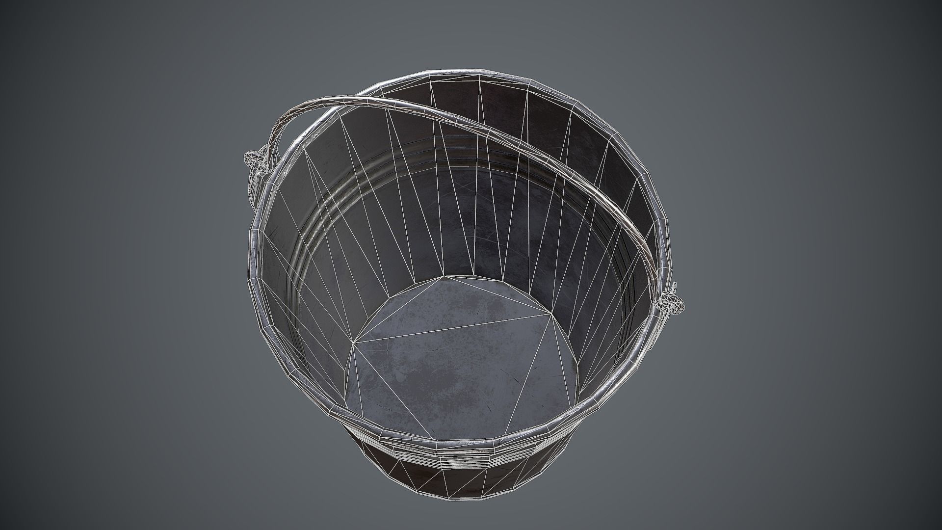 Bucket Steel Low-poly 3D model_11