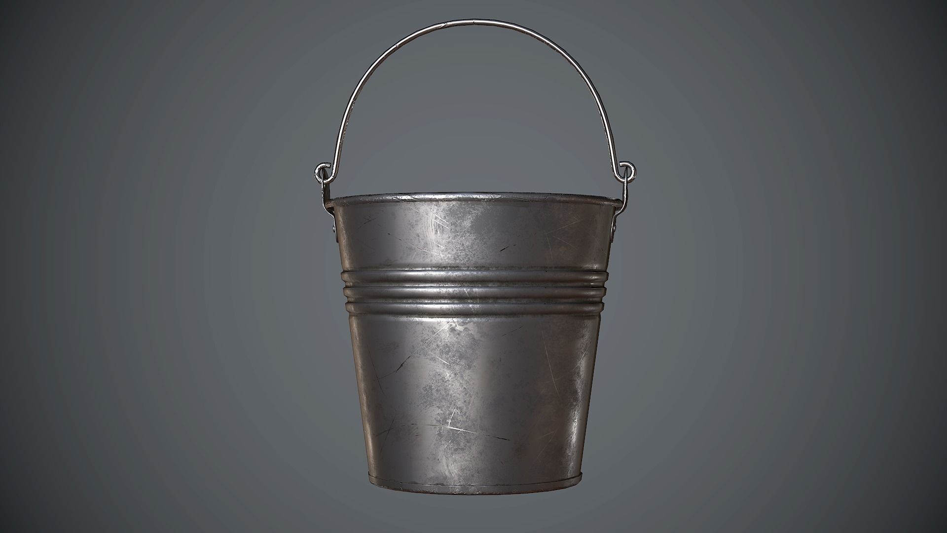 Bucket Steel Low-poly 3D model_2