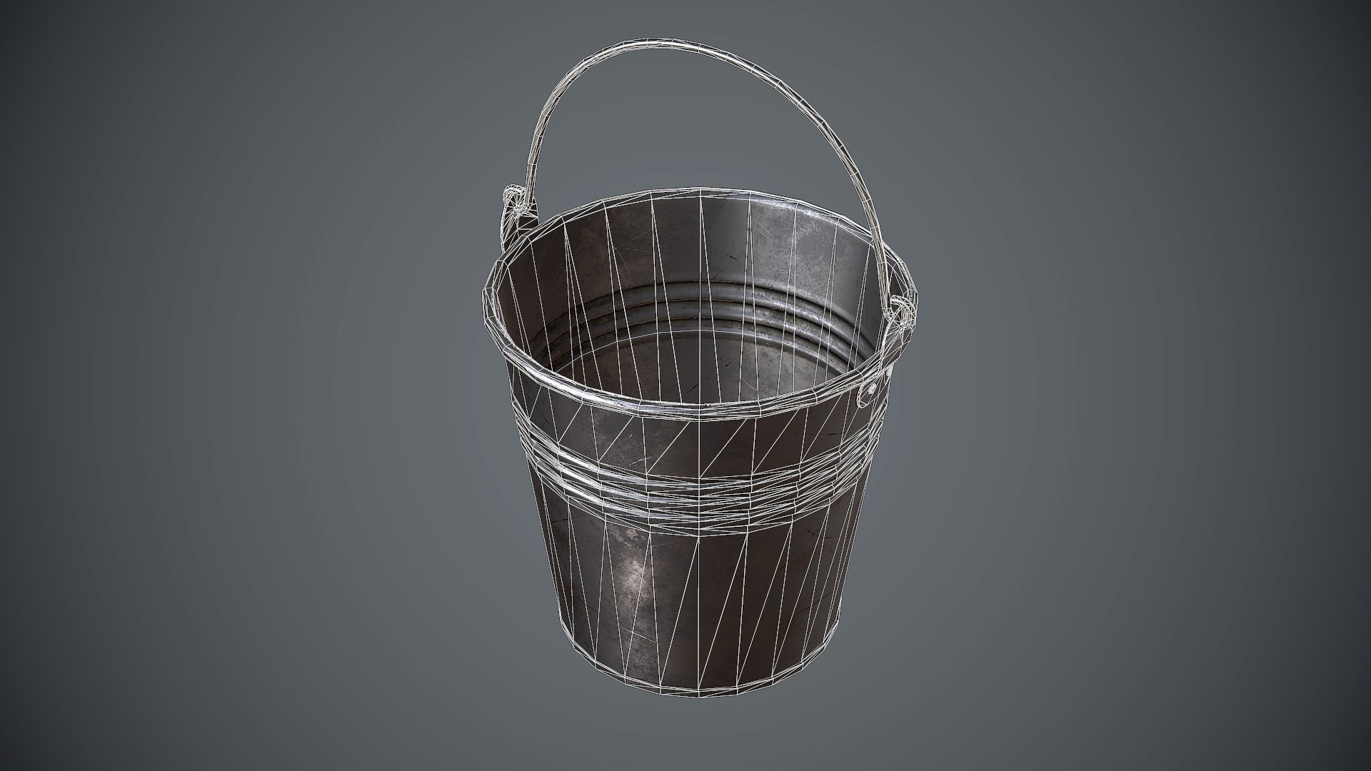 Bucket Steel Low-poly 3D model_1