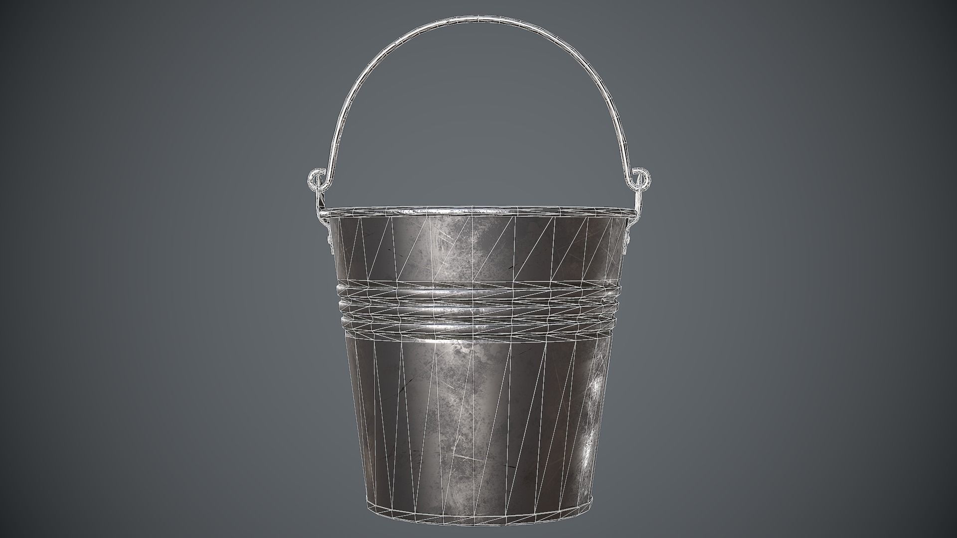 Bucket Steel Low-poly 3D model_9