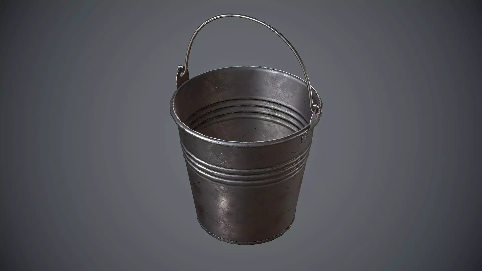Bucket Steel Low-poly 3D model_0