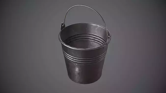 Bucket Steel Low-poly 3D model