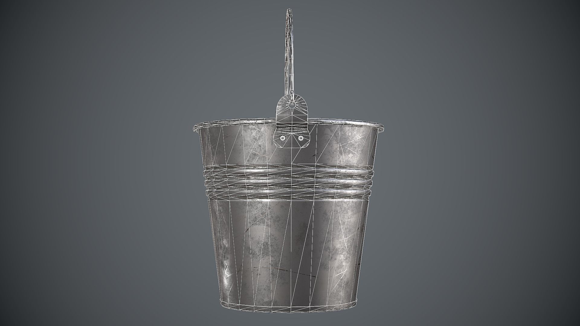 Bucket Steel Low-poly 3D model_13