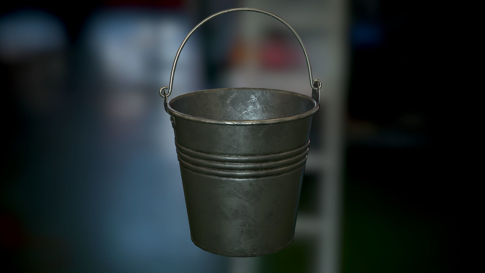 Bucket Steel Low-poly 3D model_5