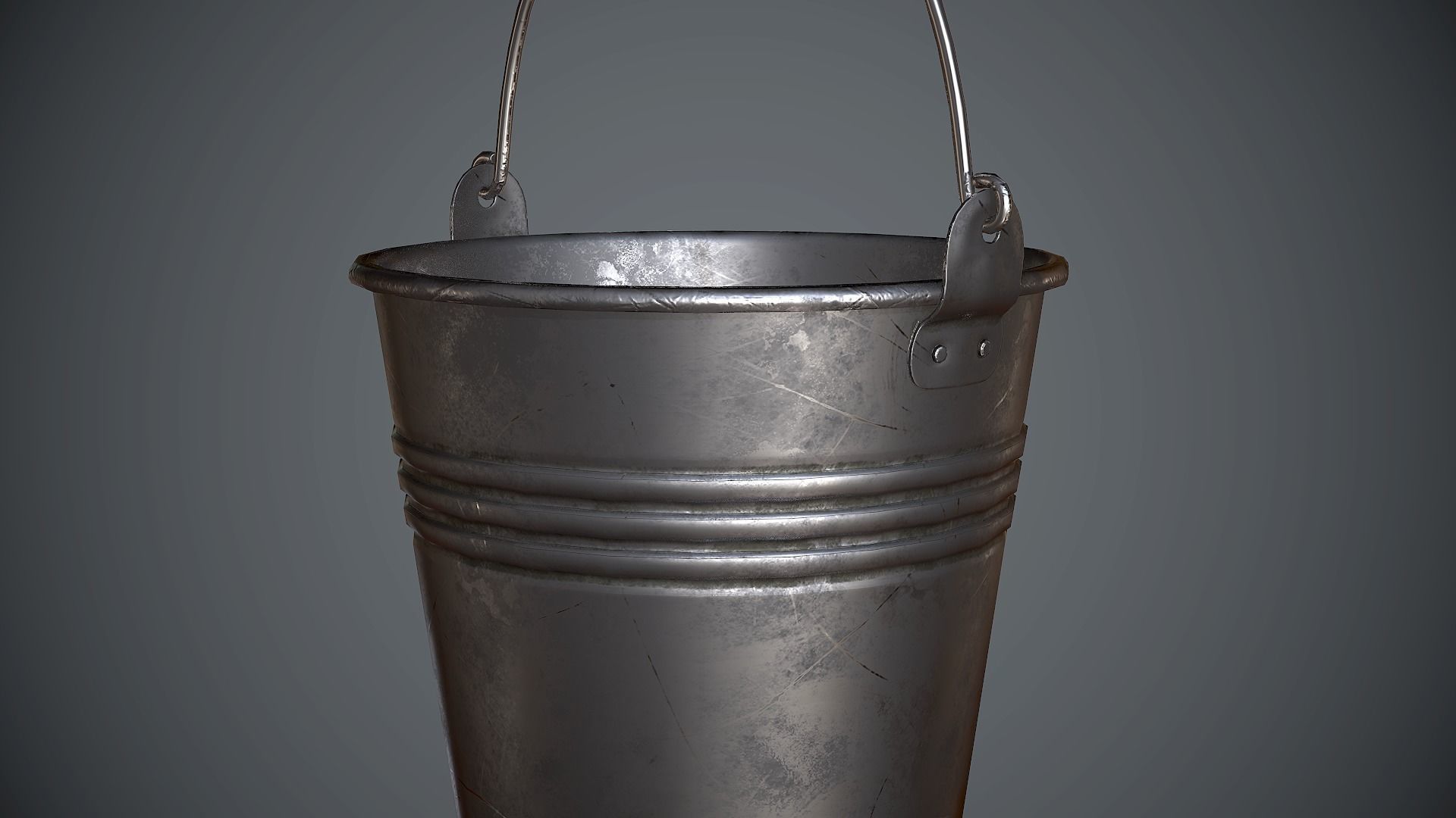 Bucket Steel Low-poly 3D model_3