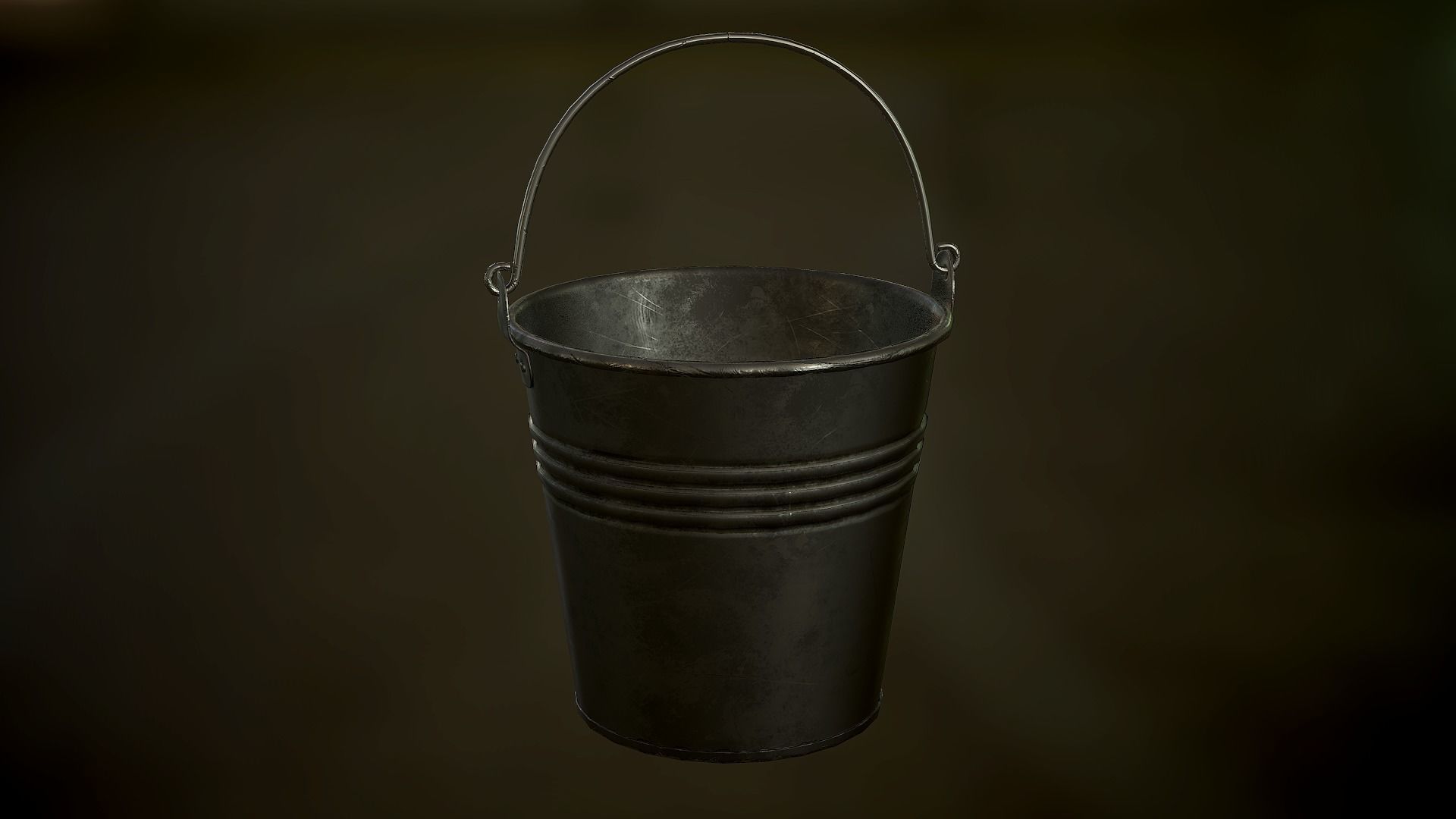 Bucket Steel Low-poly 3D model_7