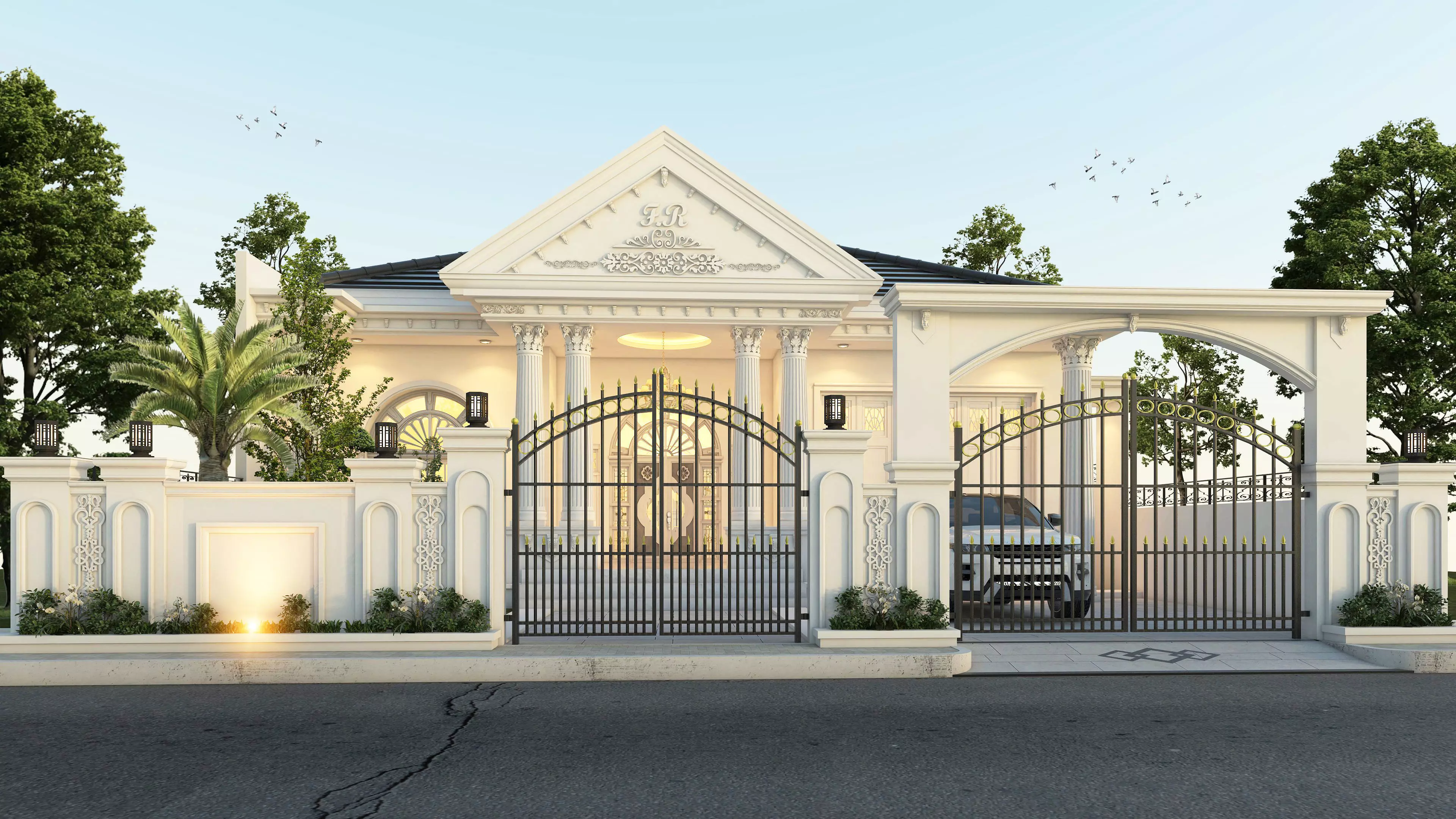 White classical house 3D model | CGTrader