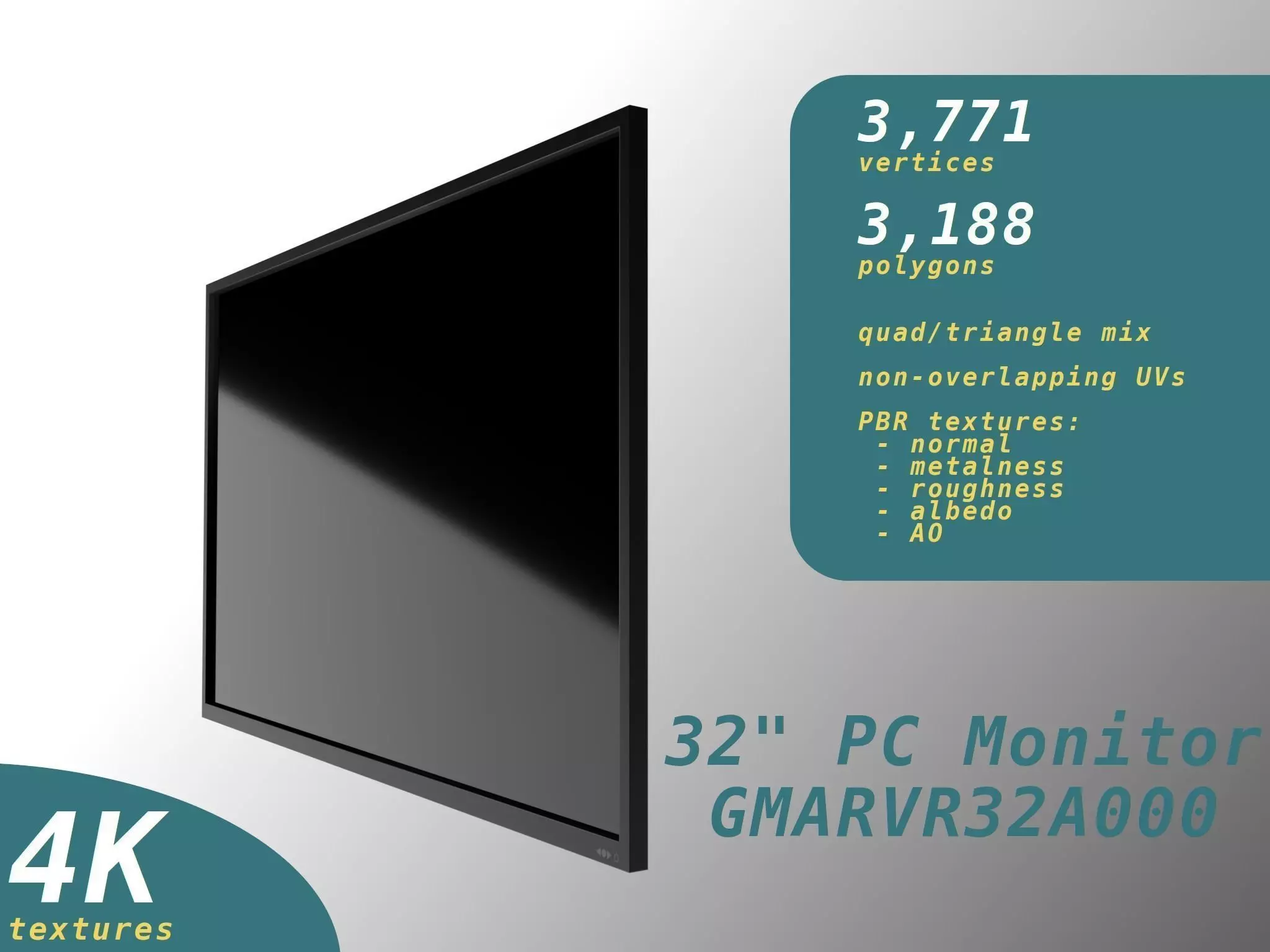32-inch Monitor GMARVR32A000 Low-poly 3D model_0