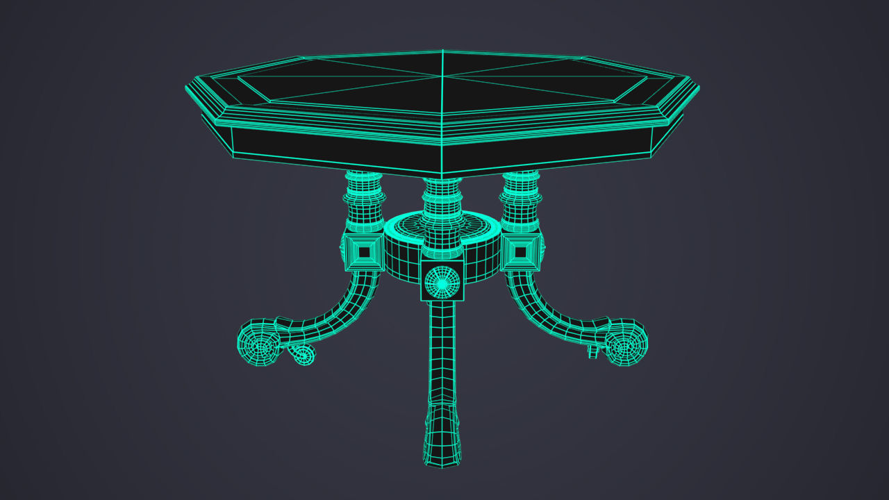 Victorian Antique Table Low-poly 3D model_10