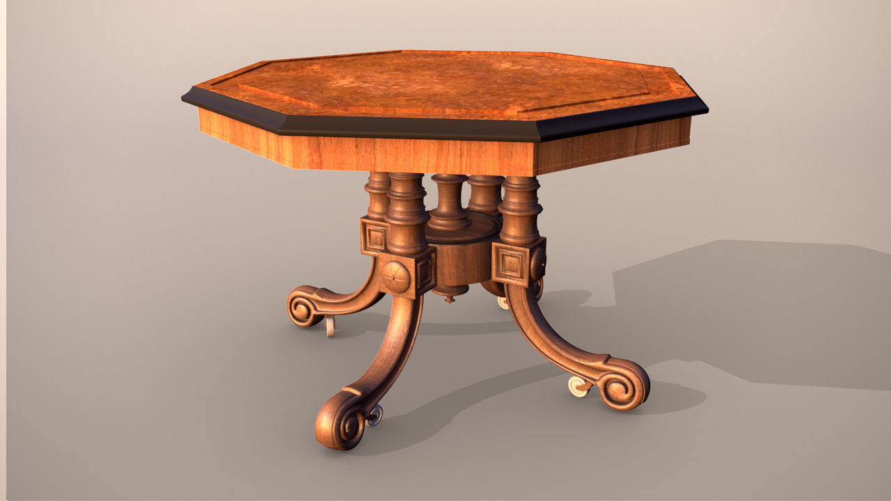 Victorian Antique Table Low-poly 3D model_2