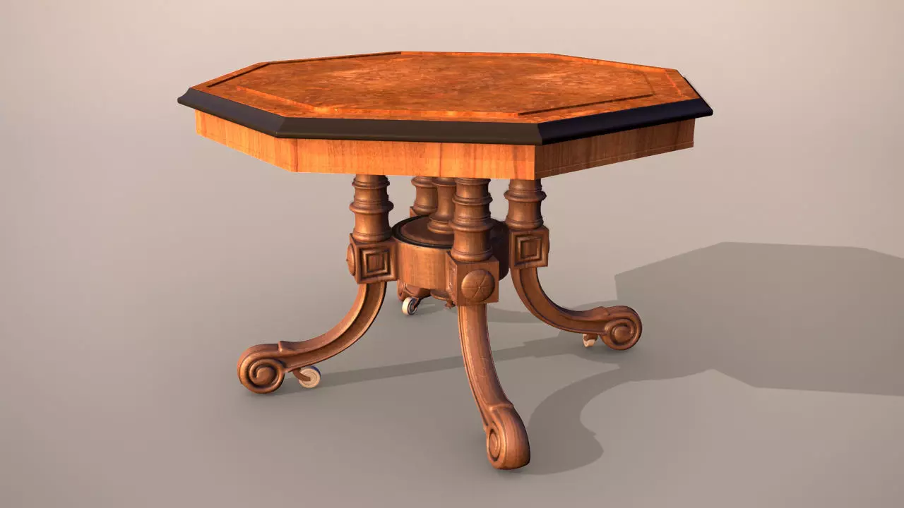 Victorian Antique Table Low-poly 3D model_0
