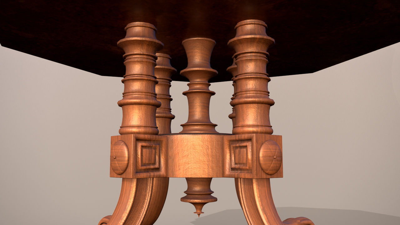 Victorian Antique Table Low-poly 3D model_7