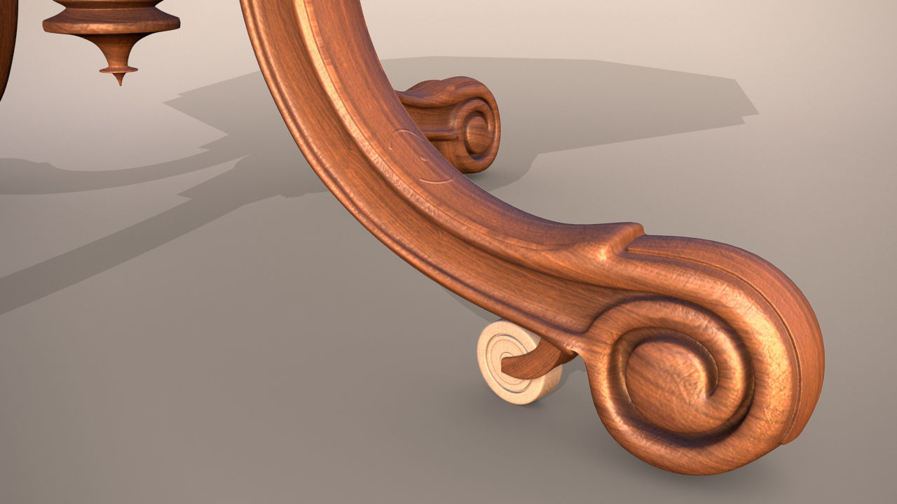 Victorian Antique Table Low-poly 3D model_8