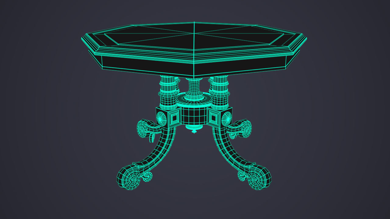 Victorian Antique Table Low-poly 3D model_11