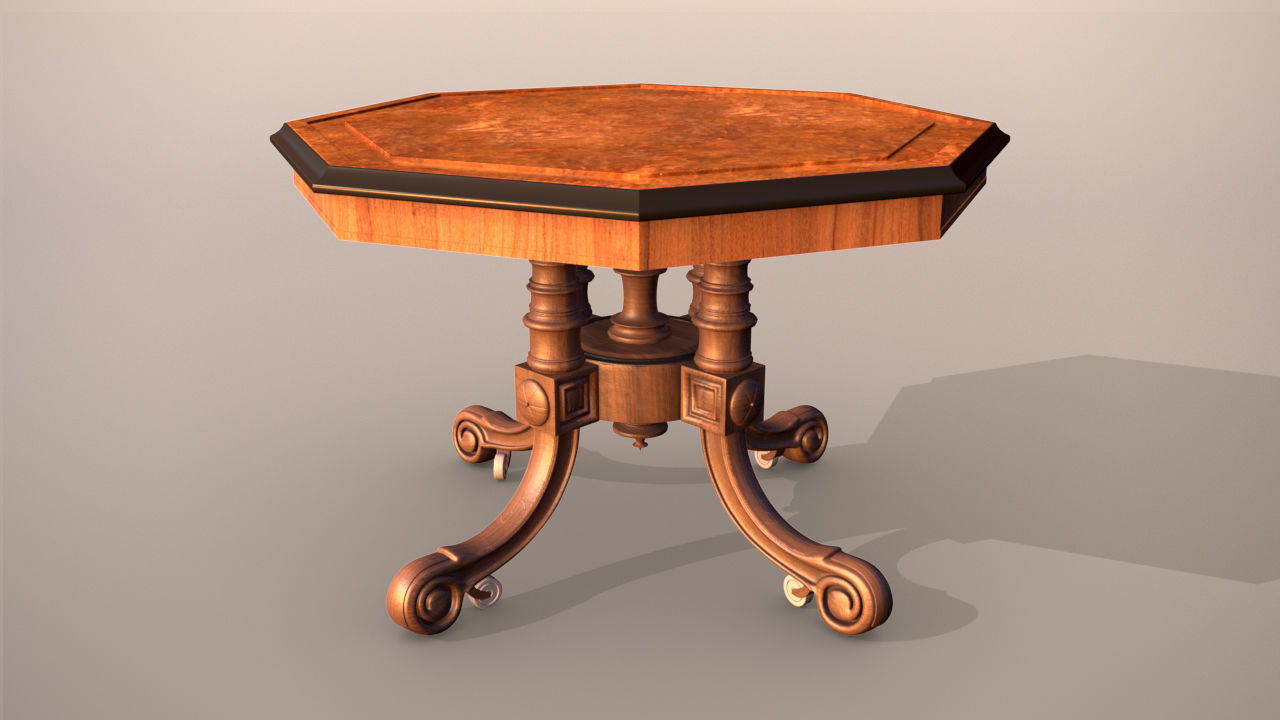 Victorian Antique Table Low-poly 3D model_1