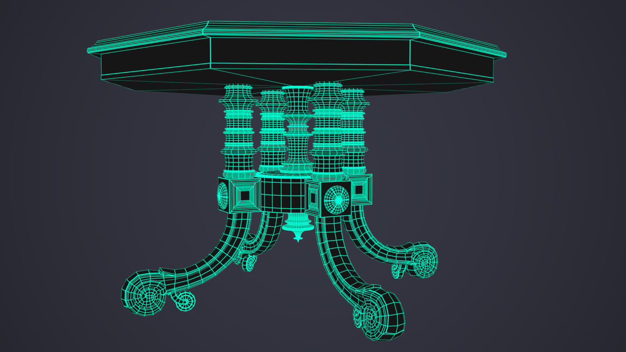 Victorian Antique Table Low-poly 3D model_12