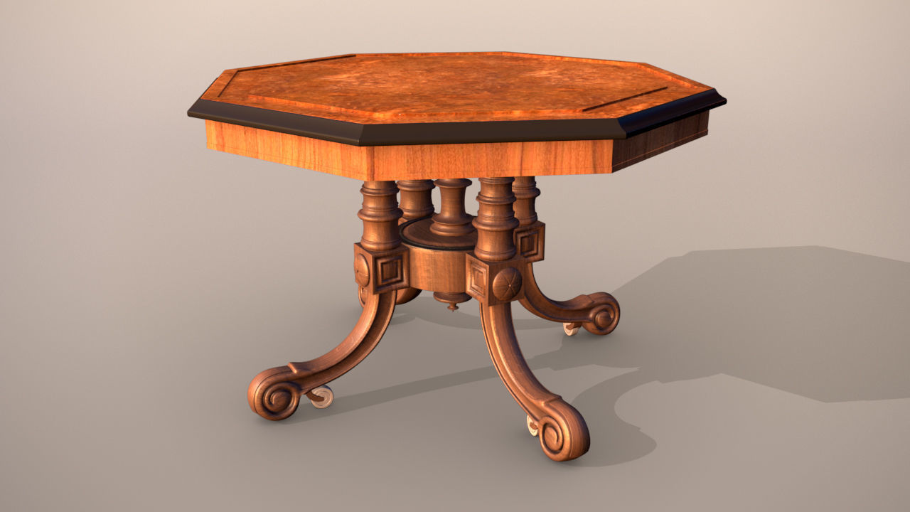 Victorian Antique Table Low-poly 3D model_5