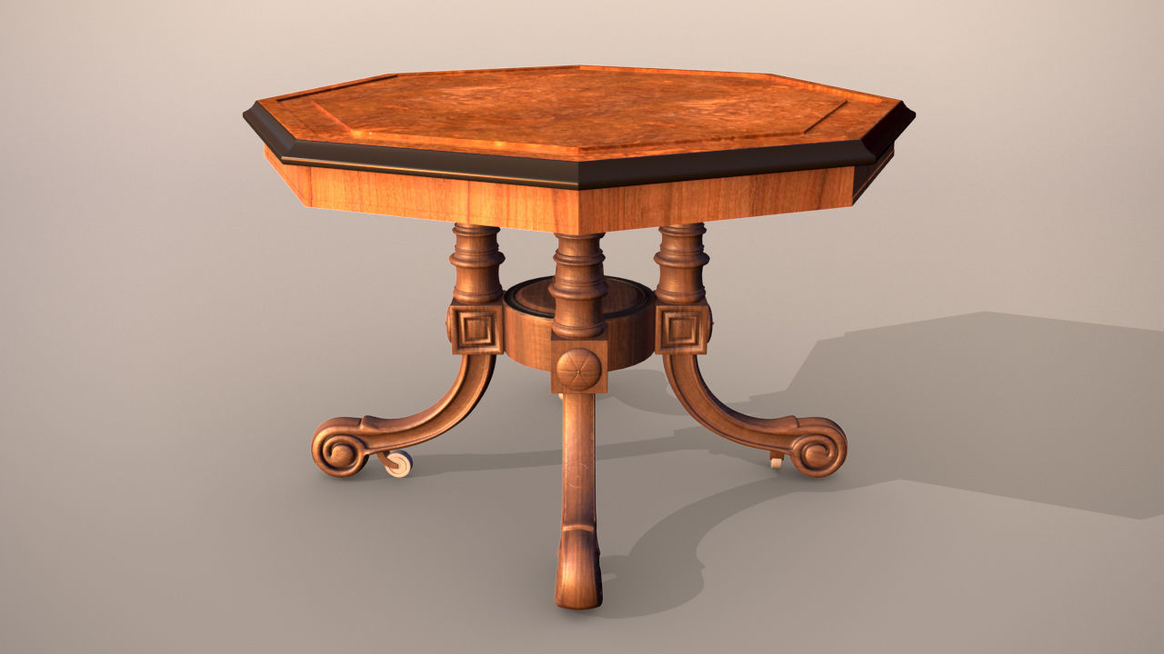 Victorian Antique Table Low-poly 3D model_4