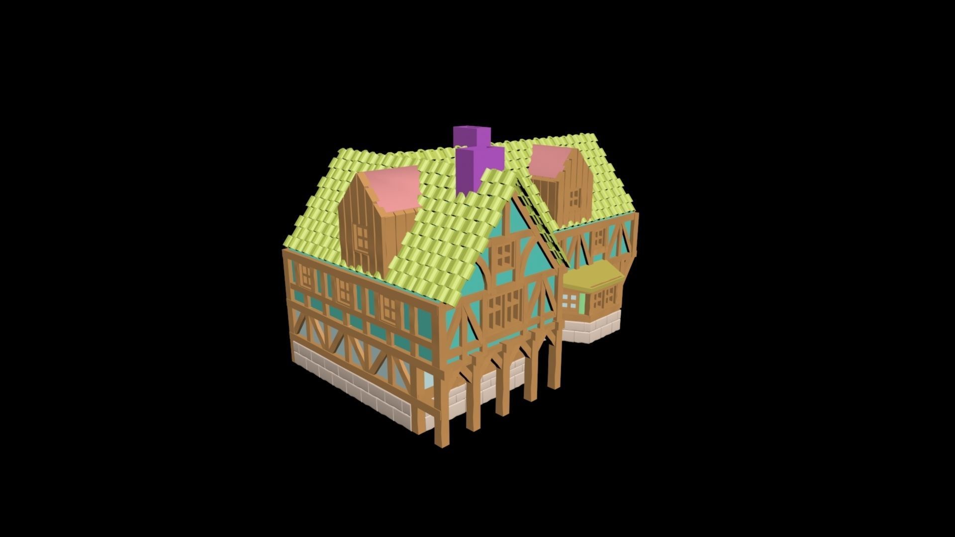 Medieval House 57 3D print model 3D model_4