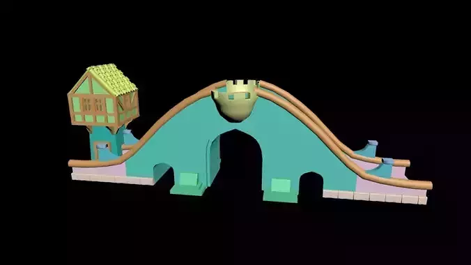 Medieval bridge 40 3D print model