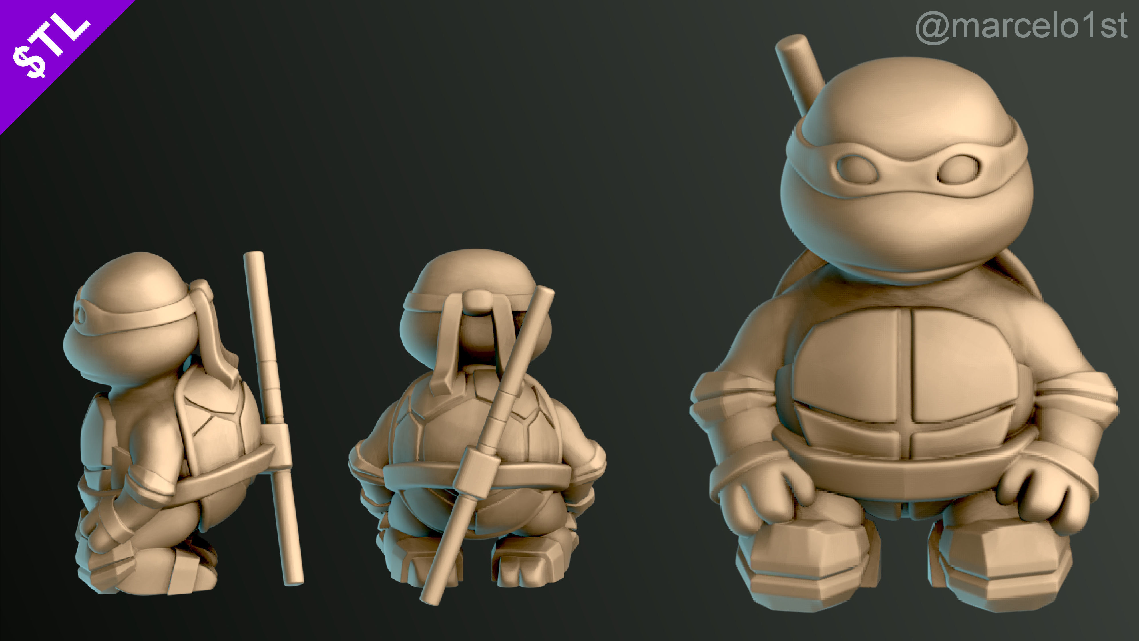 Turtle Warrior Set and Master 3D print model_3